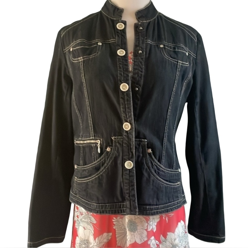 Live a Little Black Jean  Jacket with Distinctive details